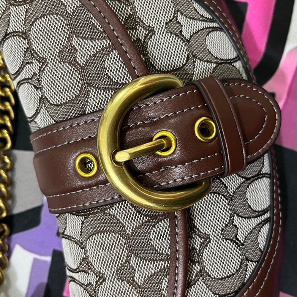 Coach Brown Signature Canvas Saddle Crossbody with Gold Hardware - Picture 4 of 11